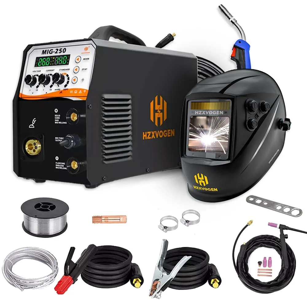 HZXVOGEN 220V Semi automatic Welding Machine 4 IN 1 MIG Gas Gasless No Gas ARC TIG 2T 4T IGBT