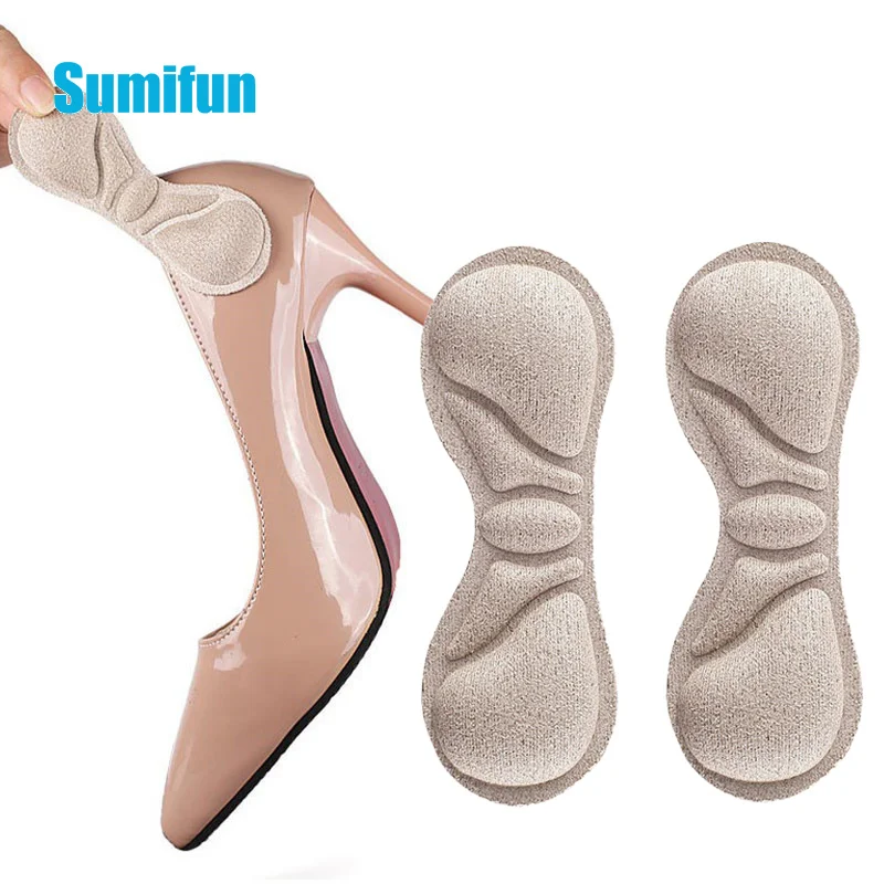 2pcs/1pair Women Soft Foam Insoles High Heel Shoes Pad Heel Feet Stick Foot Pad Cushion Invisible Insoles Relieve Pain Foot Care