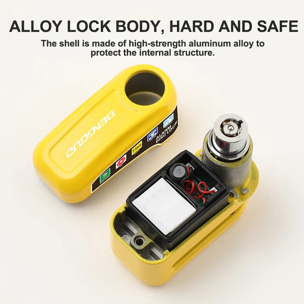 Motorcycle Bicycle Lock 110dB Alarm Protection Padlock Waterproof Brakelock with Keys Safety Anti-Theft Wheel Disc Brake Lock