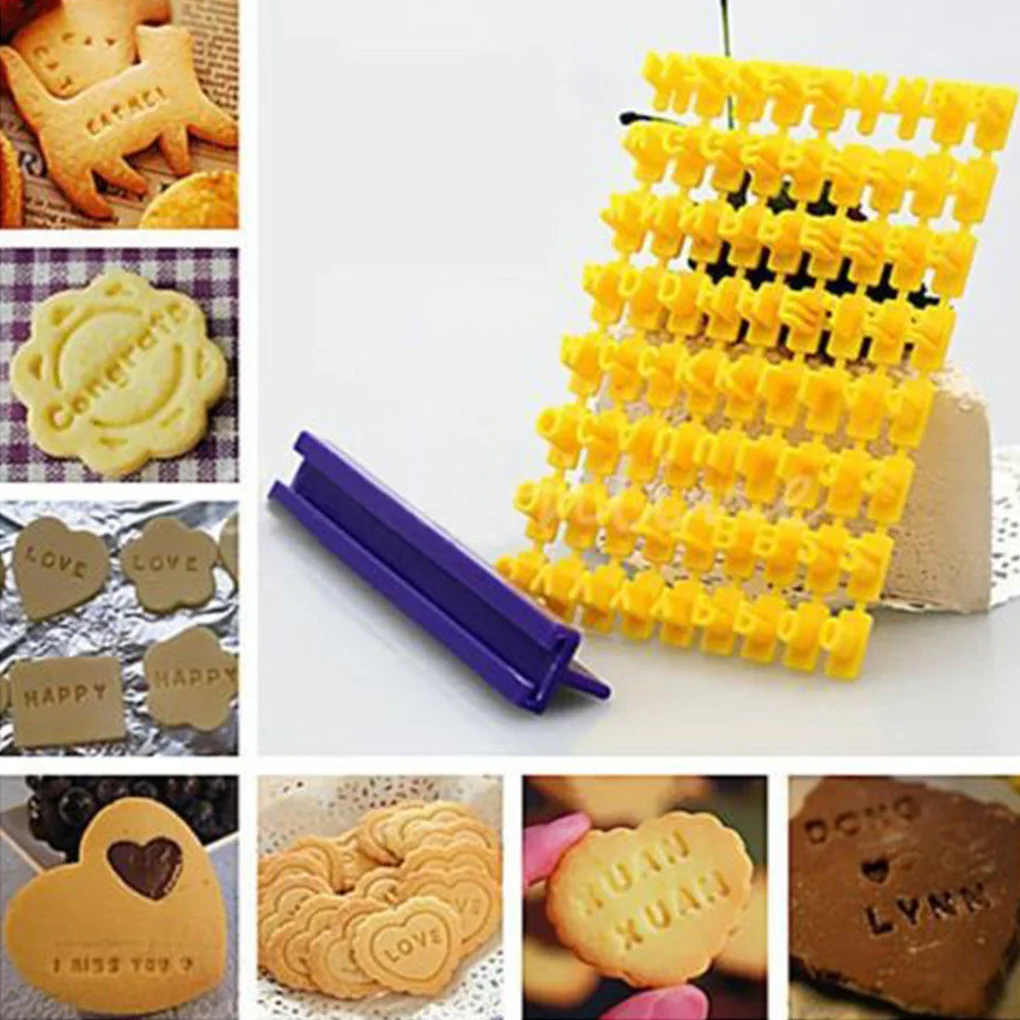 Biscuits Baking Printing Alphabet Mold Cookies Cutter Word Press Stamp Baking Mold Cake Curling Embossing Cookie DIY Tools