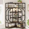 7-Shelf Corner Bookshelf, Large Modern Corner Bookcase, Tall L-Shaped Corner Shelf Stand Display Rack with Storage 1