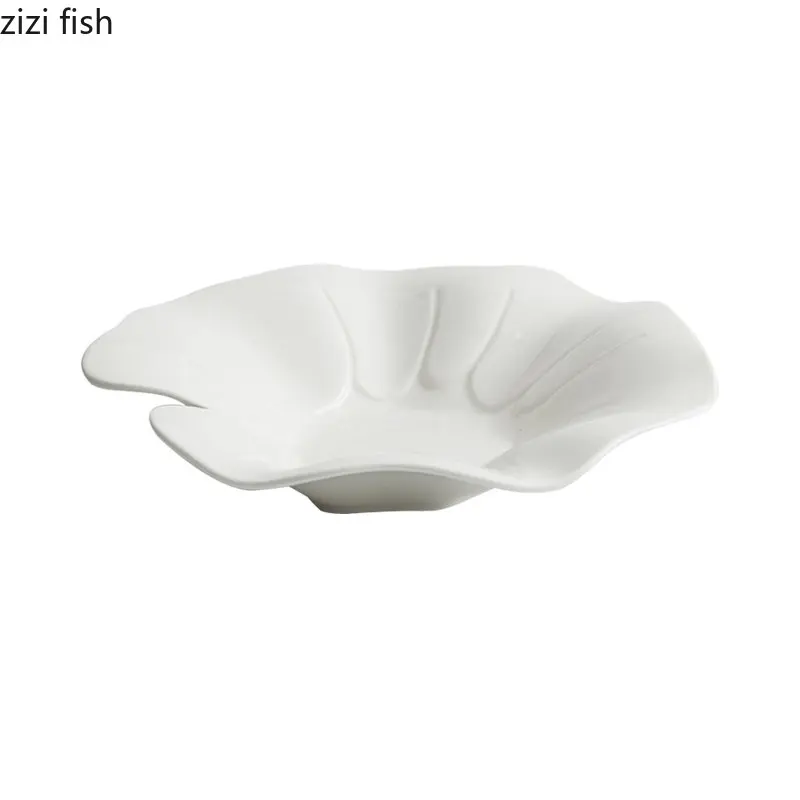 Ceramic Dinner Plate Restaurant Irregular Thick Soup Plate Dessert Snack Dish Salad Dish Pasta Solid Color Tableware