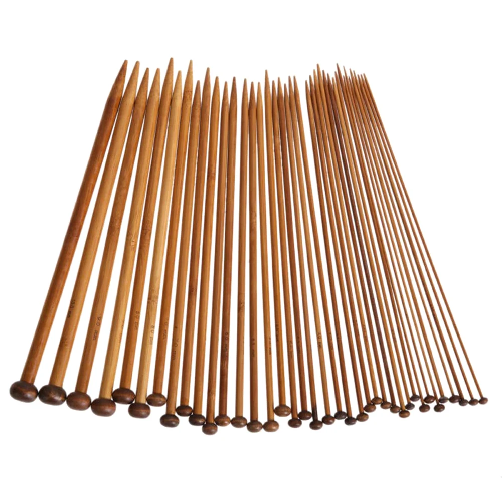 

36Pcs 18 Sizes Single Pointed Carbonized Bamboo Knitting Needles Craft Crochet Tools Kit