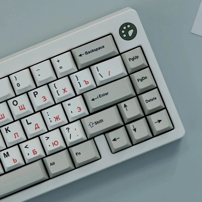 128KeySetRussianGreyWhiteKeycapsPBTDyeSubbedKeycapGMKOriginativeMechanicalKeyboard