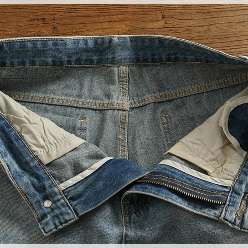 Men's Retro Classic Color Casual Pants Loose Straight Denim Shorts Summer Trendy New Fashion