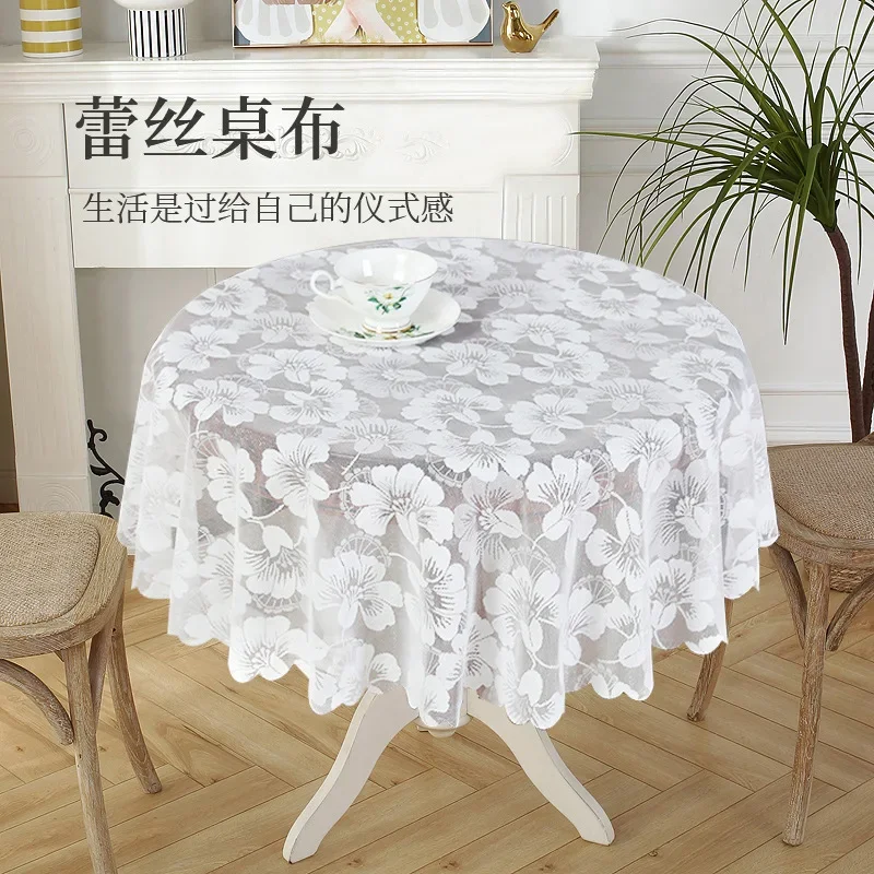 

HH323 lace table cloth round small round table cloth white net red handmade compile hollow tissue household decorative table clo