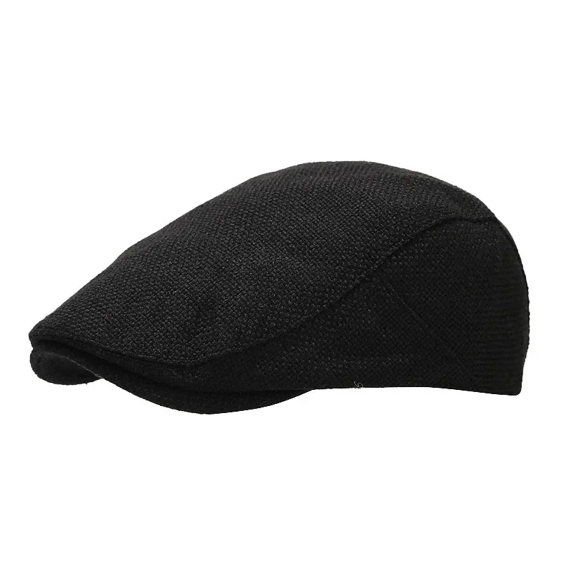 Summer Mens Beret Linen Peaked Cap Adjustable Newsboy Cap Breathable Vintage Solid Black Ivy Duckbill Hat Boinas Para Mujer 6