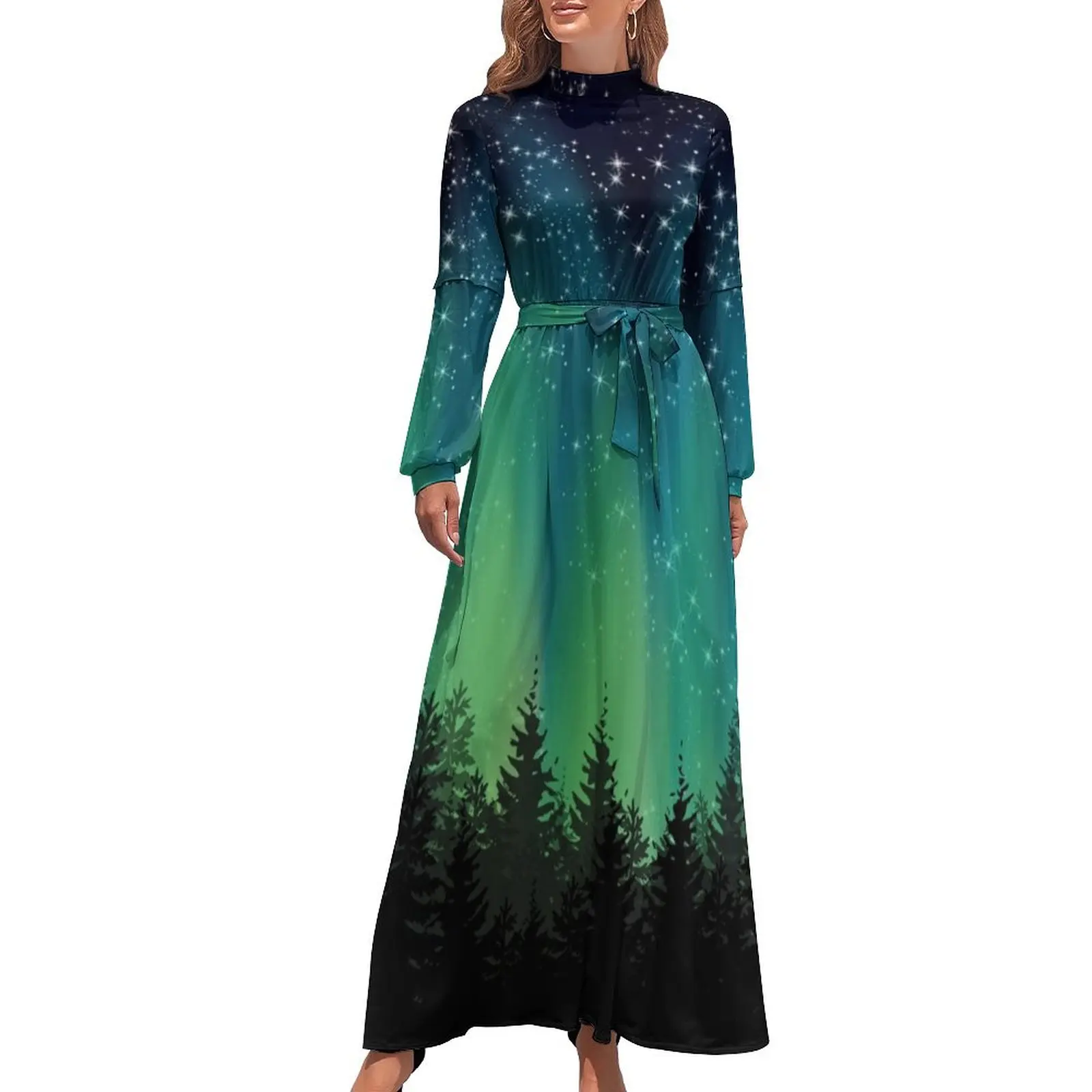 thumbnail image 1 of Vestido largo Northern Lights, vestidos de fiesta elegantes para mujer, atuendo de festival 2024, vestidos de mujer elegantes y bonitos, 1 of 5