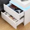 Nightstand RGB LED Light Bedside Table Cabinet with 2 Drawer Bedroom High Gloss 3
