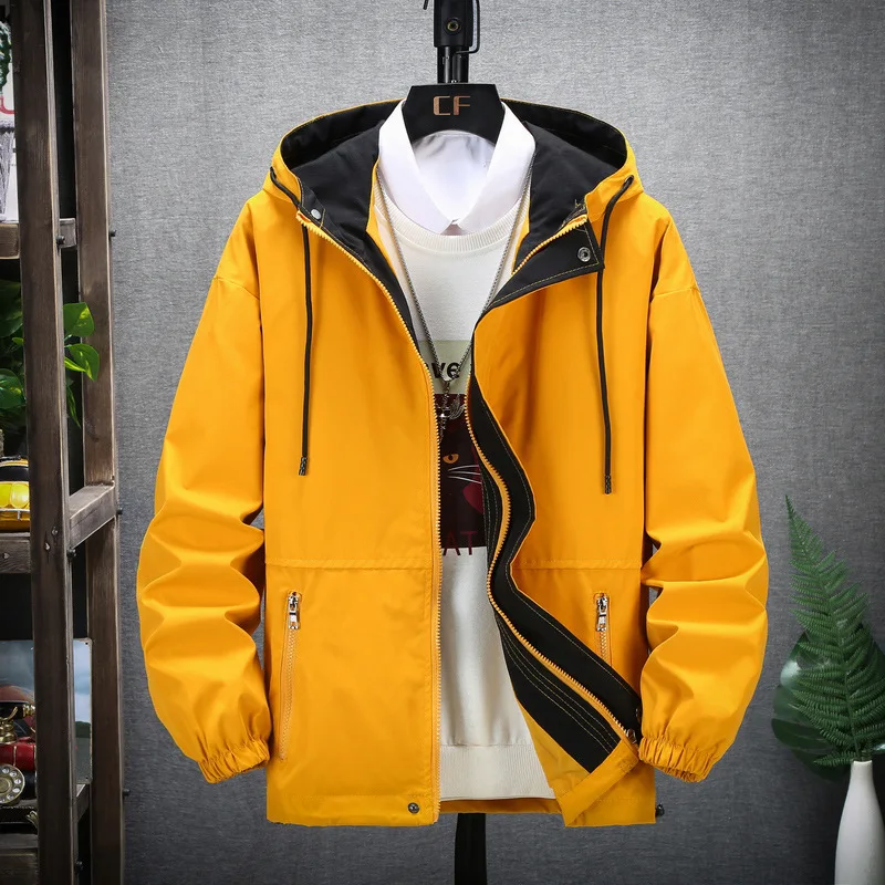 남성용 카고 재킷, 남아용 윈드브레이커, 플러스 사이즈, 7XL, 8XL, 6XL, 일본 스트리트웨어, 봄버, 옐로우 코트, 멋진 봄, 가을