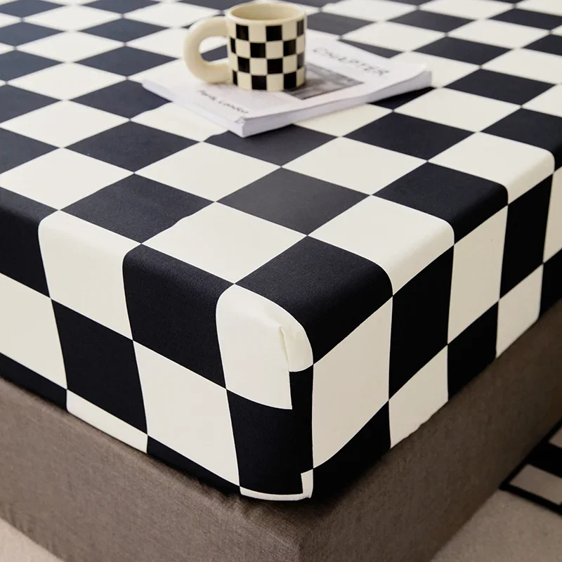 High Quality White Bed Sheet with Elastic Band Single/Queen/King Size Fitted Bed Sheets for Double Beds All-around Bed Cover 4