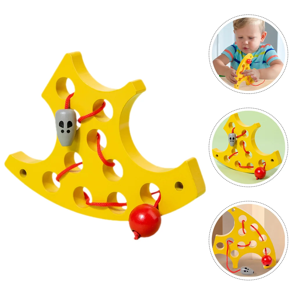 

Montessori Cheese Shape Threading Toys Toddlers Wooden Lacing Toy Lacing Cards Threading Toys for Toddlers