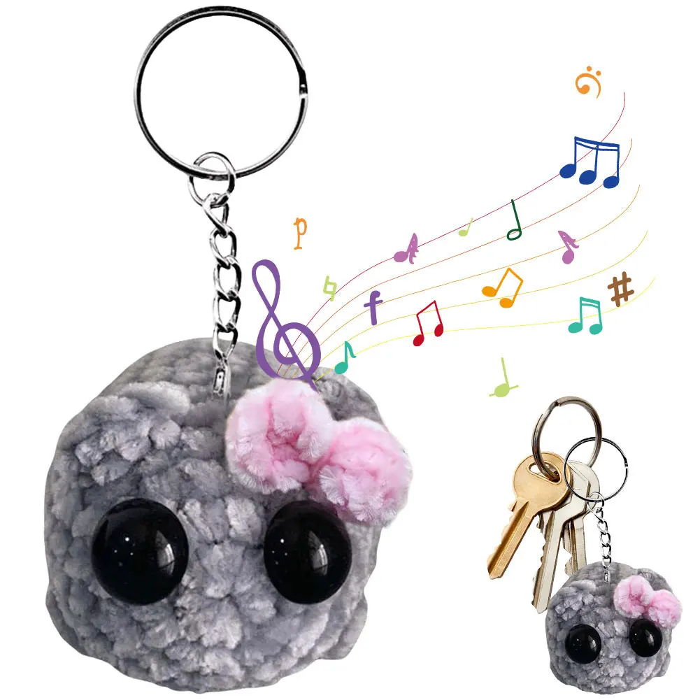 Sad Hamster Meme Sound Music Plush Toy Sad Hamster Plush Toy with Bow Pendant Keychain Kawaii Crocheted Dolls Gift for Women Men 2