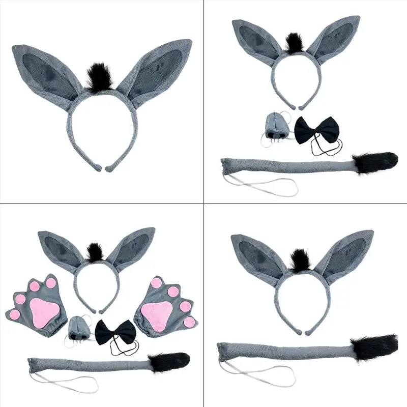 Faux Fur Dunkey Ears Hair Hoop Horse Headband Halloween Hairband Dunkey headband Beast Ear Girl Hair Accessories DropShip