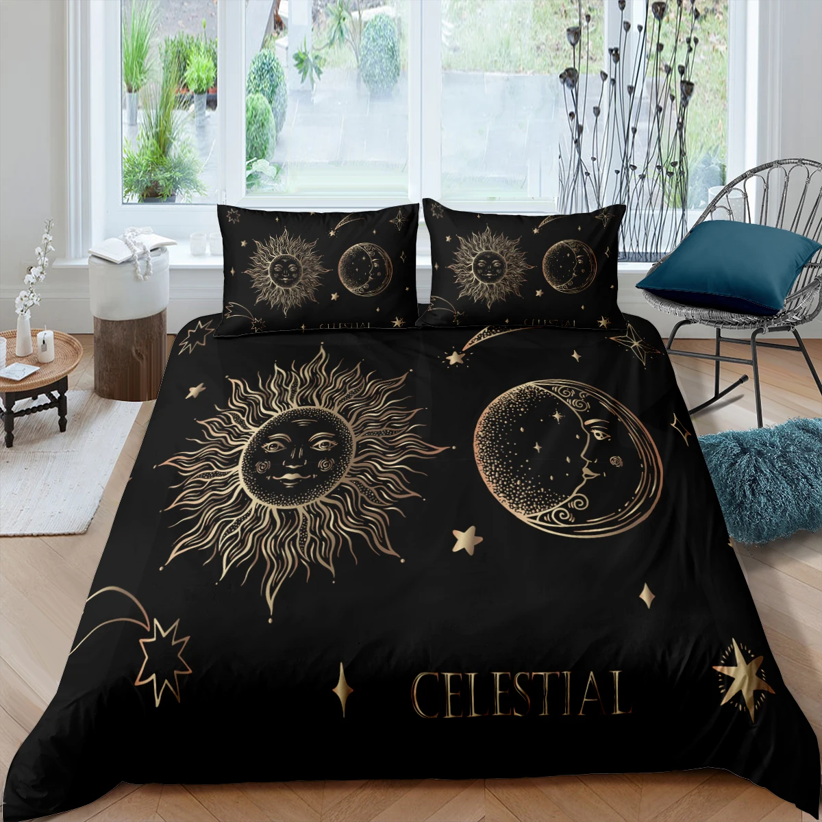 Home Textiles Luxury 3D Sun Moon Duvet Cover Set Pillowcase Tarot Bedding Set Queen and King Size Comforter Bedding Set 