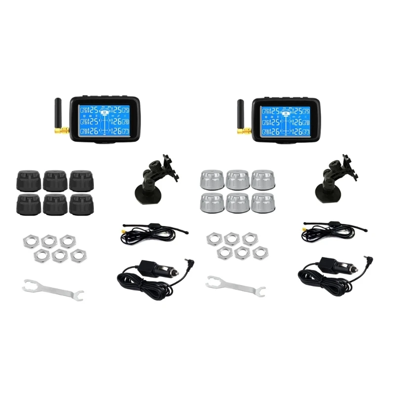 

SUV Car Tire Pressure Monitoring Warning TPMS USB Security Alarm Wireless Tyre Sensor with 6 External Sensor LCD Display