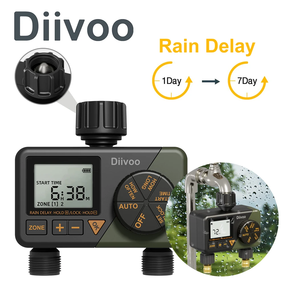 Diivoo2ZoneSmartWateringTimerIrrigationControllerOutdoor