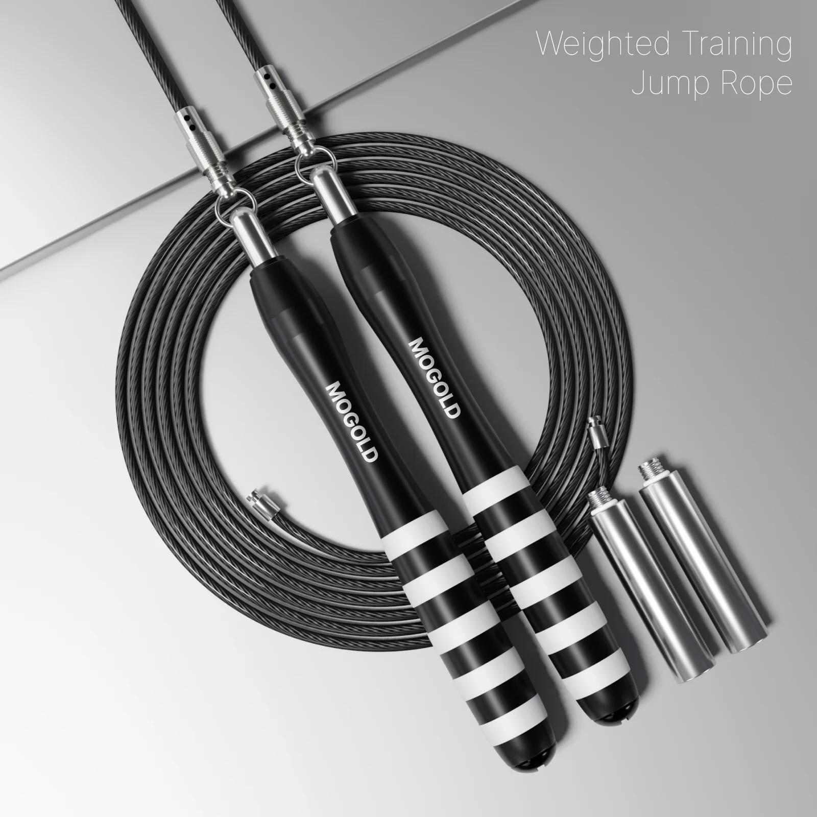 MOGOLD Premium Jump Rope Metal Wire Non-slip Handles Fitness Weight ...