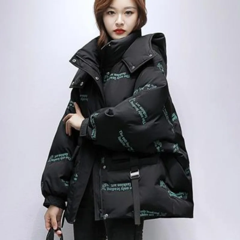 2023 New Women Down Jacket Winter Coat Female Warm Thickened Parkas Loose Short Code Outwear Fashion Hooded Large Size Overcoat