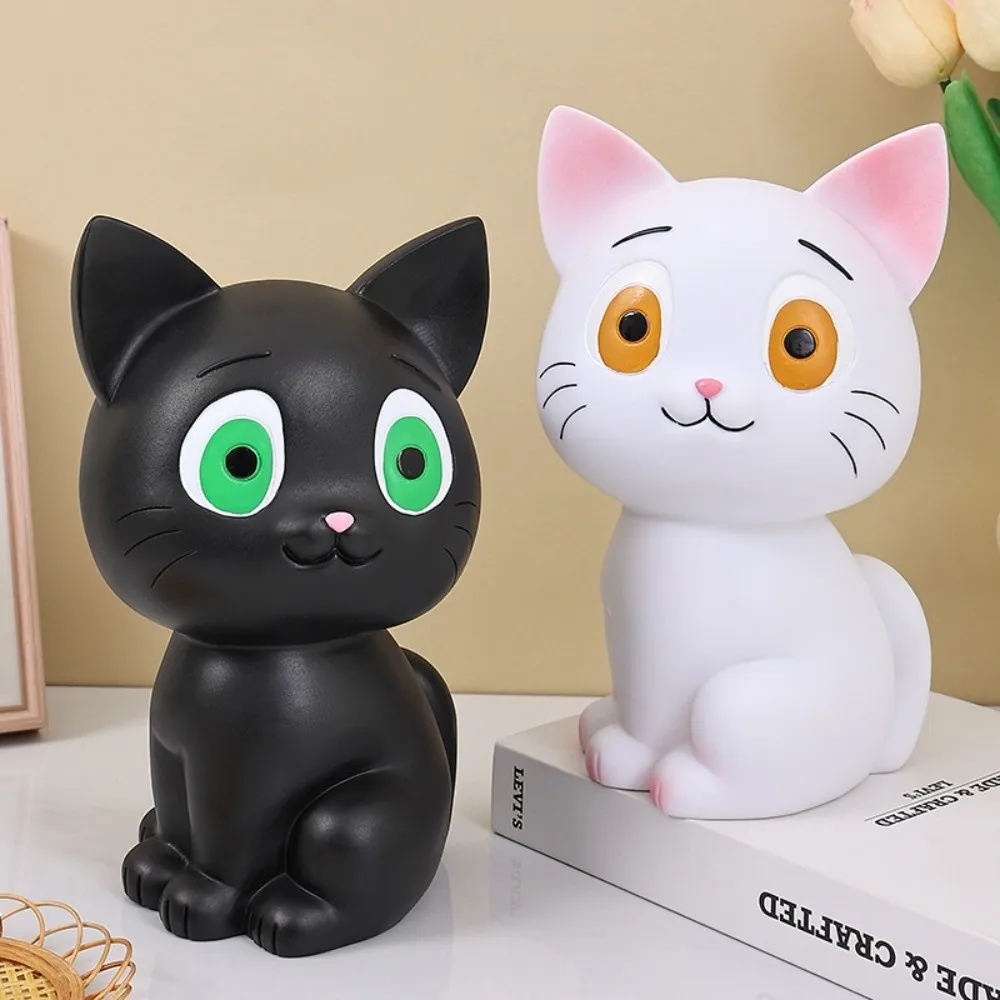 Anti Drop Black Cat Piggy Bank Savings Tank Large Capacity Cartoon Cat Money Boxes Decorative Model Cat Model Piggy Bank