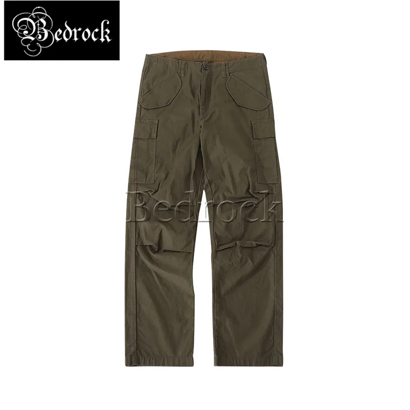 MBBCAR M65 American retro field large pocket loose cargo pants army green  100 cotton boutique satin straight-leg pants men 7391