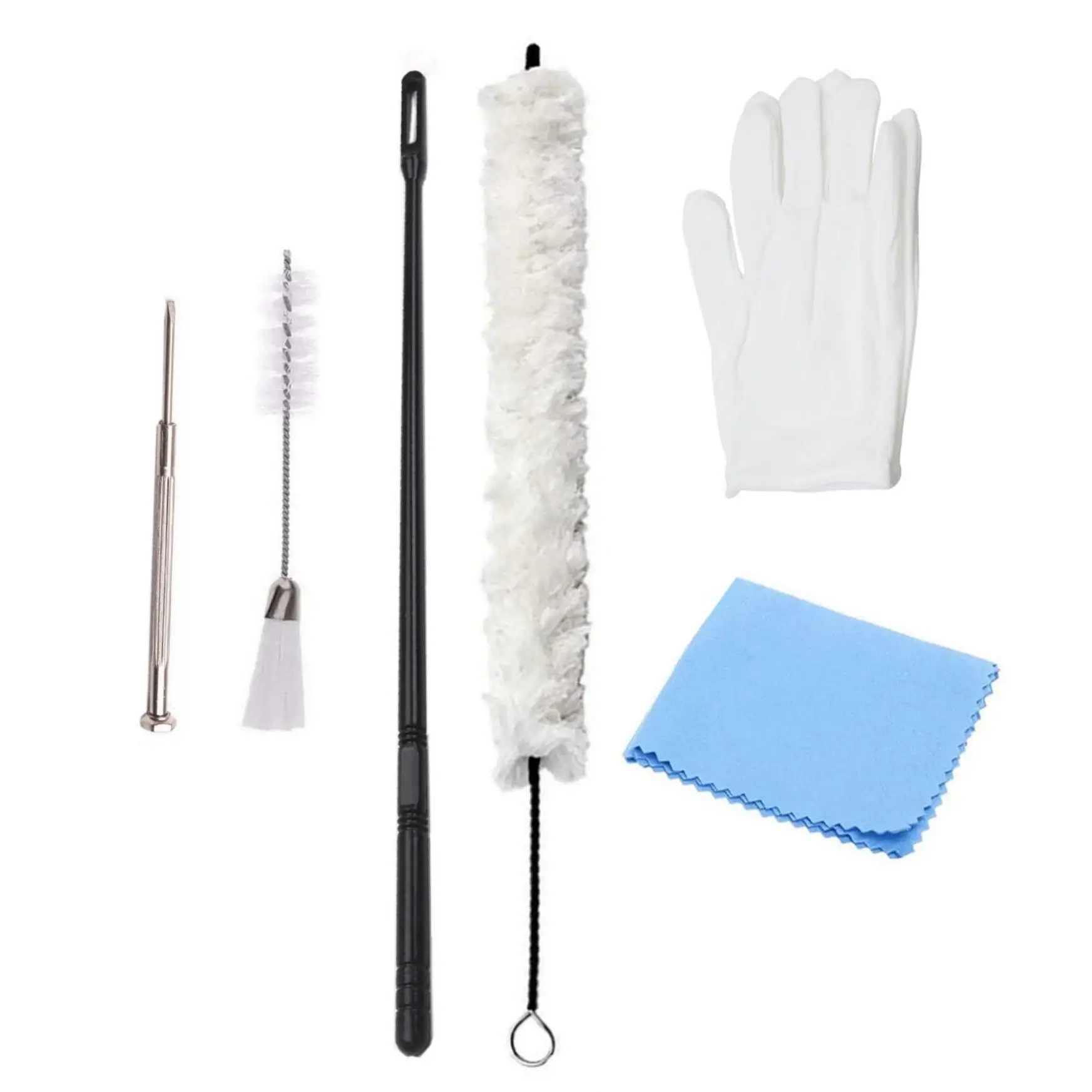 Saxophone accessories clarinet accessories saxophone cleaning tools saxophone cleaning cloth 7Pcs Multifunctional Flute Saxophone Clarinet Flute Cleaning Kit with Cleaning Brush /Rod /Screwdriver /Gloves /Cloth