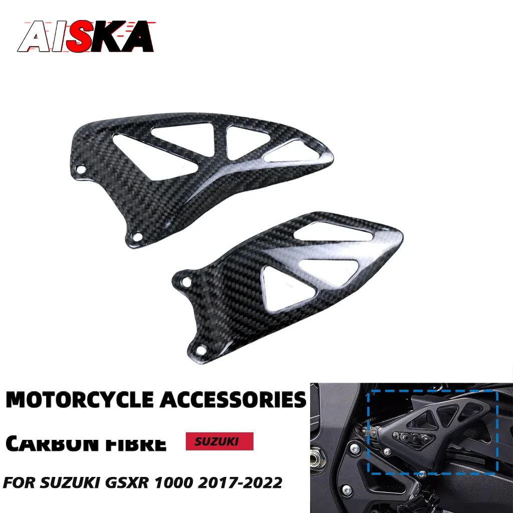 

For Suzuki GSXR 1000 2017 2018 - 2020 2021 2022 Carbon Fiber Motorcycle Accessories Heel Guards Footrest Plate Protector Fairing