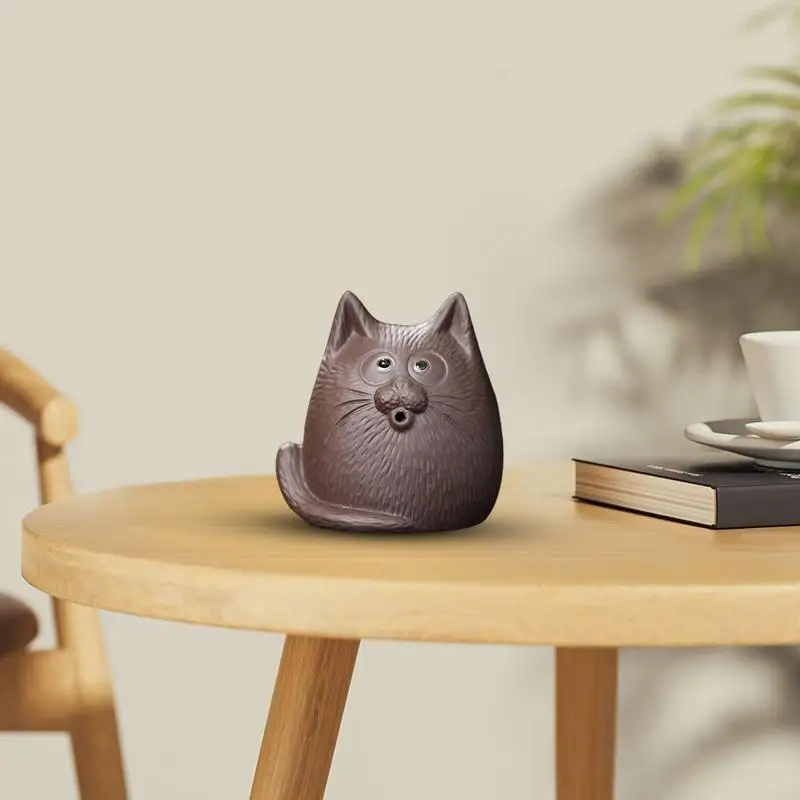 Zisha Clay Tea Pet Decoration Statue Boutique Tea Decoration Decorative Zisha Cat Sculpture for Coffee Table Aromatherapy