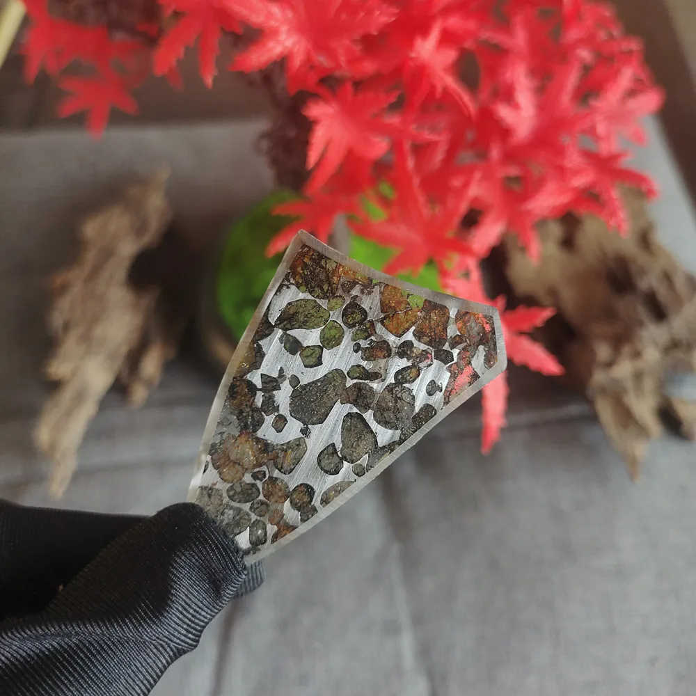 

13.4g SERICHO Pallasite Natural meteorite Olivine specimen material Collection - from Kenya - QA356