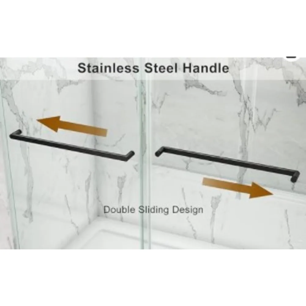 56 To 60'' W X 76'' H Frameless Shower Door, Double Sliding Shower Door with Premium 3/8'' (10mm) Thick Tempered Glass