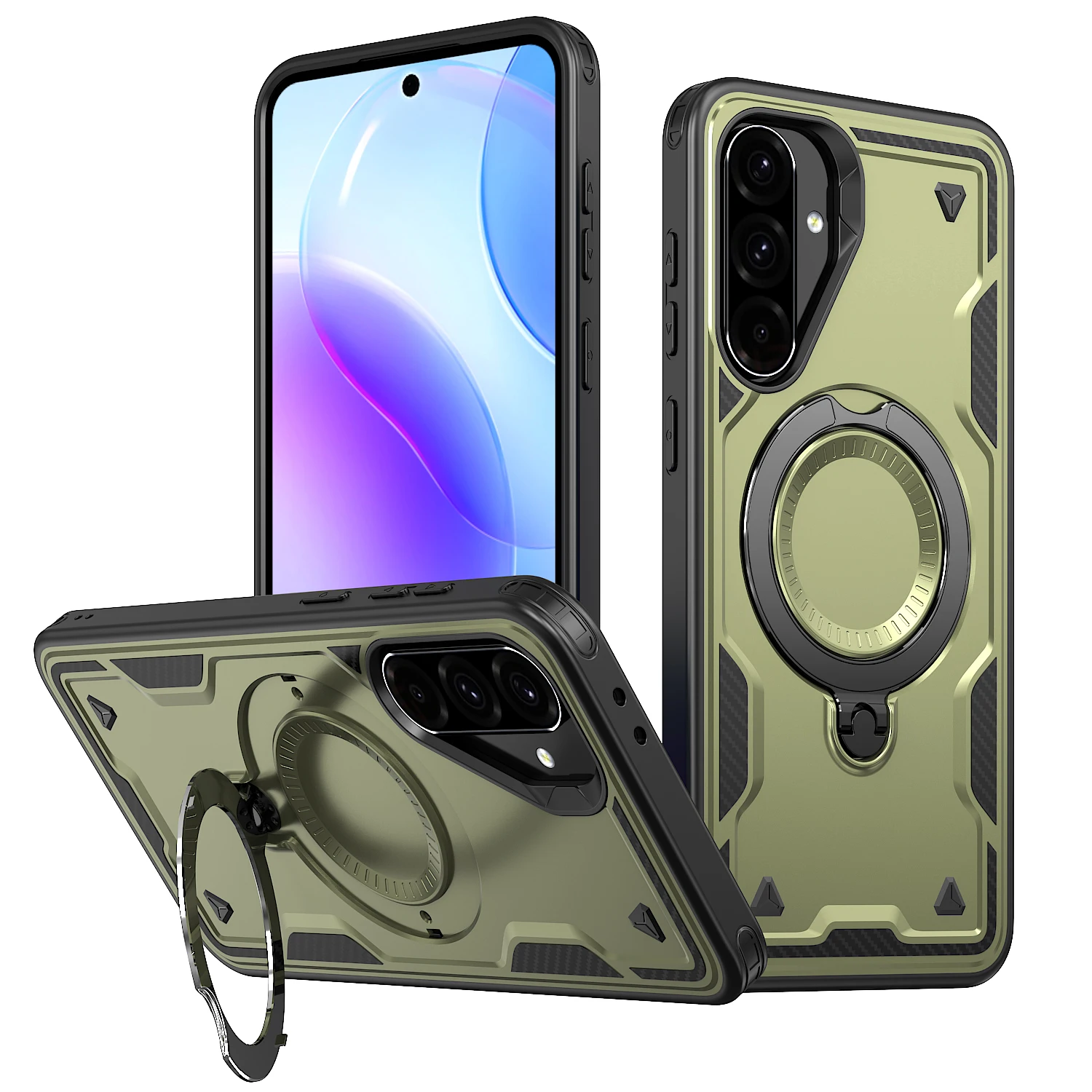 Enhanced Magnetic Armor Shockproof Phone Case with Wireless Charging Stand