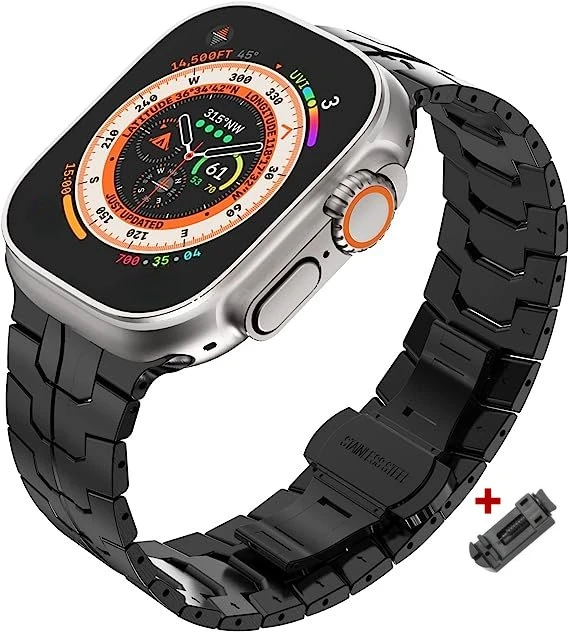 Titanium Orange Stainless Steel Bracelet for Smartwatch - Bold and Stylish Strap