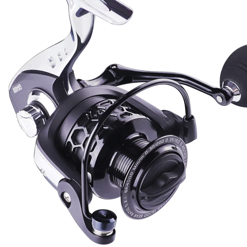 

LINNHUE Fishing Reel GK1000-7000 5.2:1 Metal Spool Body Handle 8KG Max Drag Spinning Reel Saltwater Reel Fishing Accessories