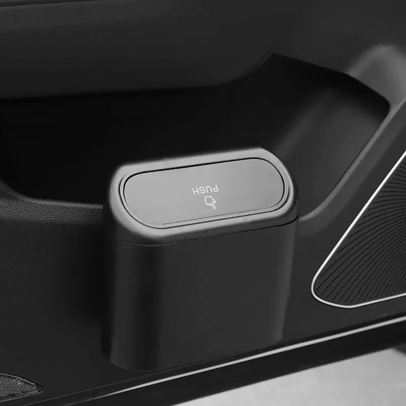 Car Trash Can Bin with Lid Small Leakproof Car Garbage Can Mini Vehicle Trash Bin Garbage Dustbin Organizer Container Car Trash Can