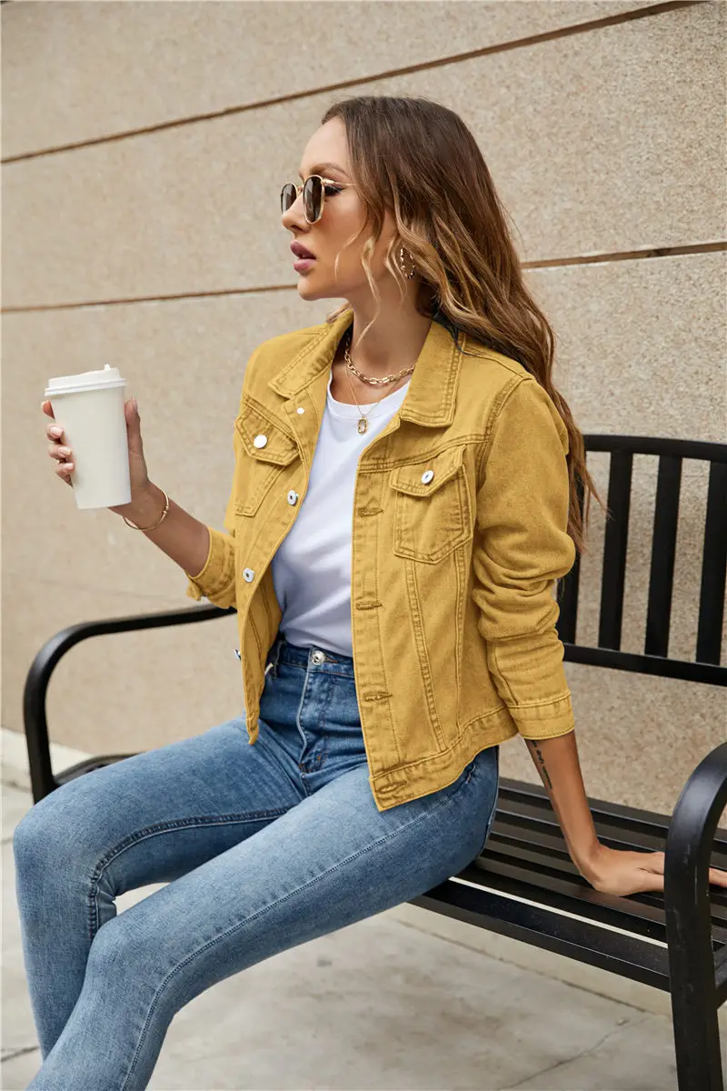 StyleStone Women Yellow Crop Outdoor Denim Jacket Price in India, Full  Specifications & Offers | DTashion.com