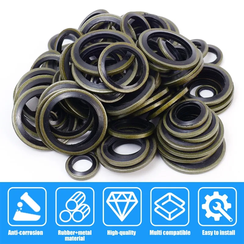 Car Oil Pan Drain Gasket Drainage Bolt Pad Rubber Oil Drain Plug Gaskets Replaceable Washer Seal M6/M8/M10/M12/M14/M16/M18/M20