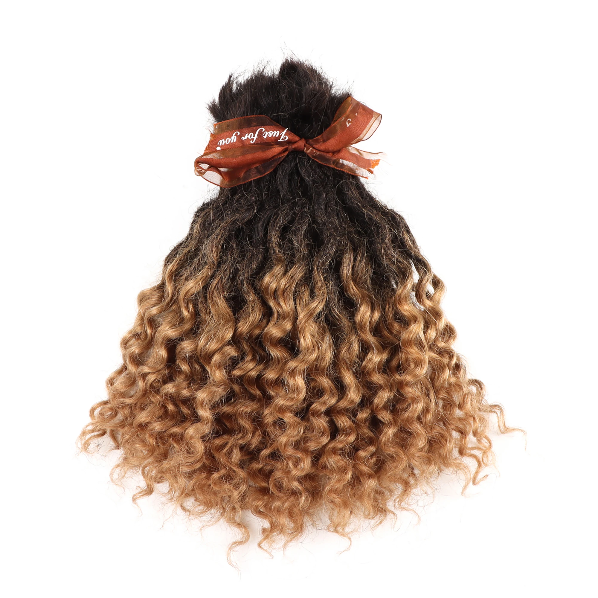 Orientfashion hot sale deep goddness dreadlock ombre coiled curly end loc extensions human hair locs honey textured extensions