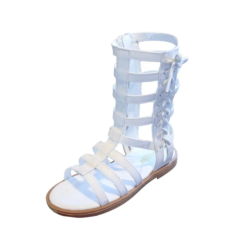 

2022 New Summer Shoes Girls Gladiator Sandals Cross-tied Boots For Baby Kids Casual Shoes Roma Lace up High Top sandalias botas