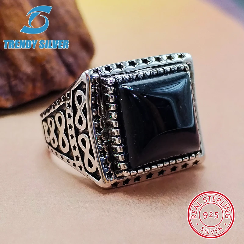 

Silver 925 fine jewelry man rings men accessories natural onyx agate wholesale silver 925 fine jewelry man ring