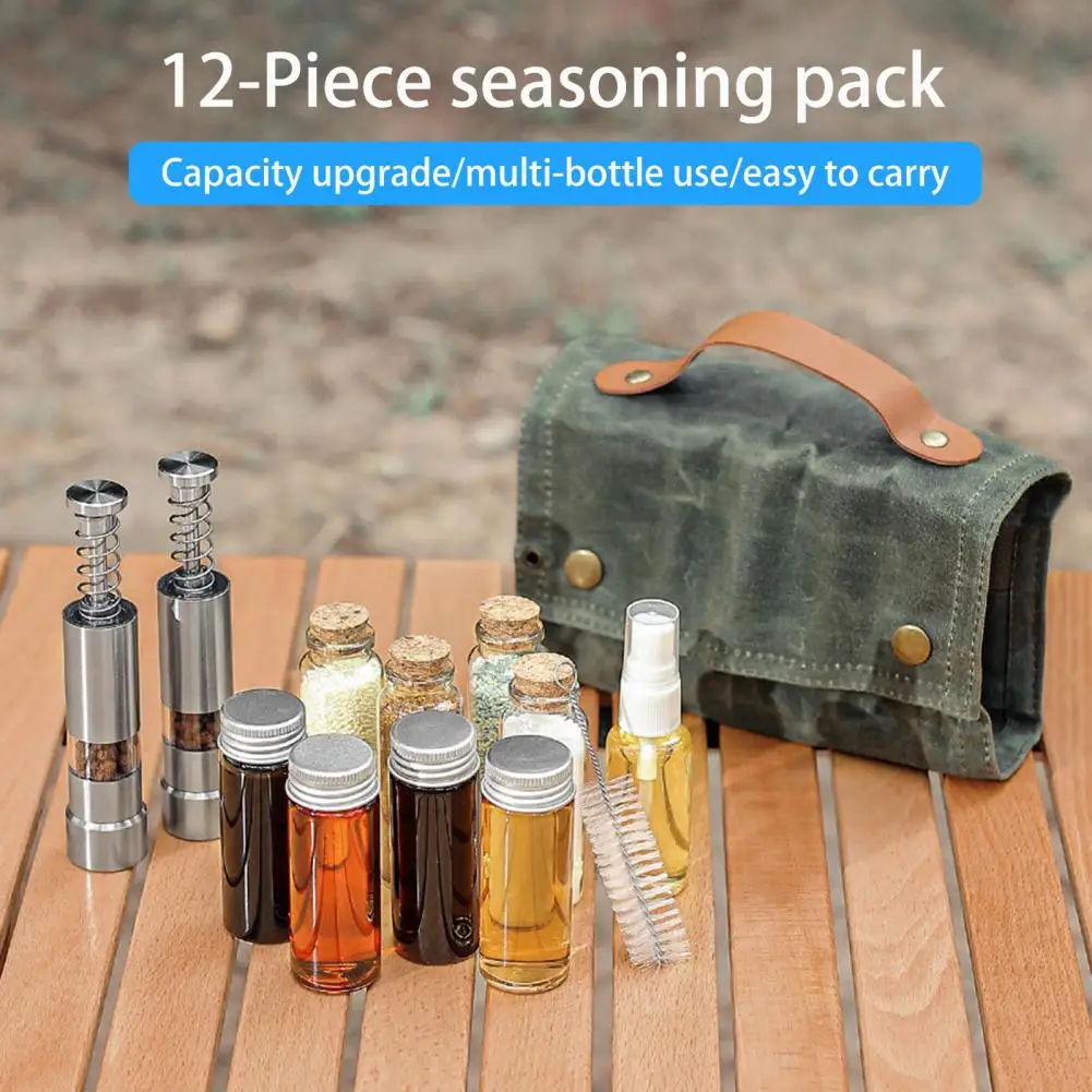 

Outdoor Seasoning Bottle Set Foldable Spice Bag Set for Outdoor Picnics Bbqs Portable Condiment Container with for Travel