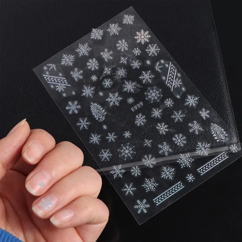 Laser Snowflake Christmas Laser Nail Stickers French Lines Christmas Tree Christmas Laser Nail Decals Xmas Nail Charms