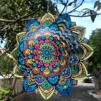 Foldable Rotating Wind Chime 3D Color Wind Chime Mandala Wall Hanging Windchime Decor Outdoor Garden Pendant Create Gift for Kid 2