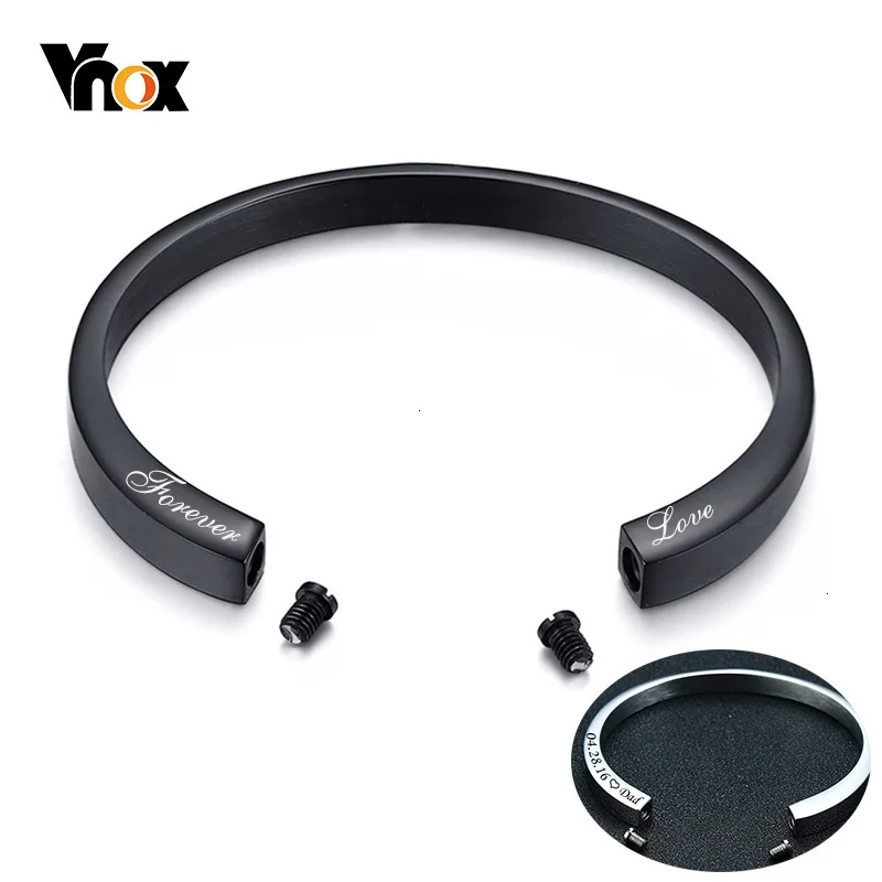 Vnox Mens Memorial Urn Stainless Steel Bracelet for Woman with Free Engrave Service Stainless Steel Cremation Ashes Keepsake Gifts