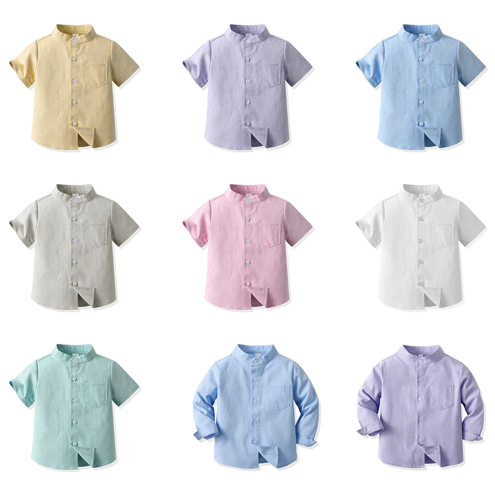 Children's Shirt Children's Clothing Short-sleeved Candy-colored Boys Shirts Kids Costumes