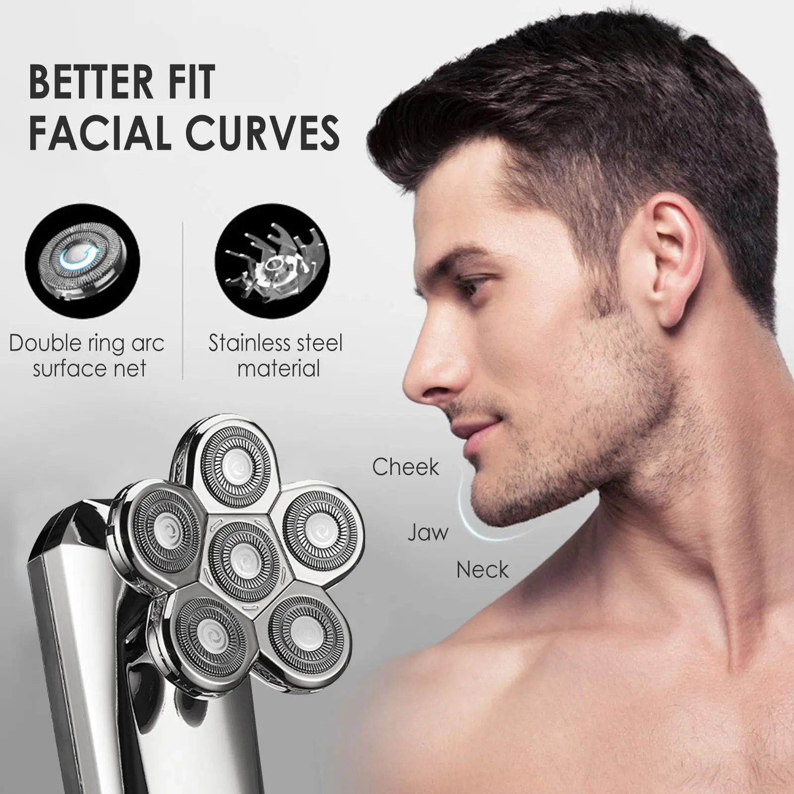 Electric Shaver Replacement Heads 6D Replaceable 7 Head Rotary Waterproof Razor Accessories |