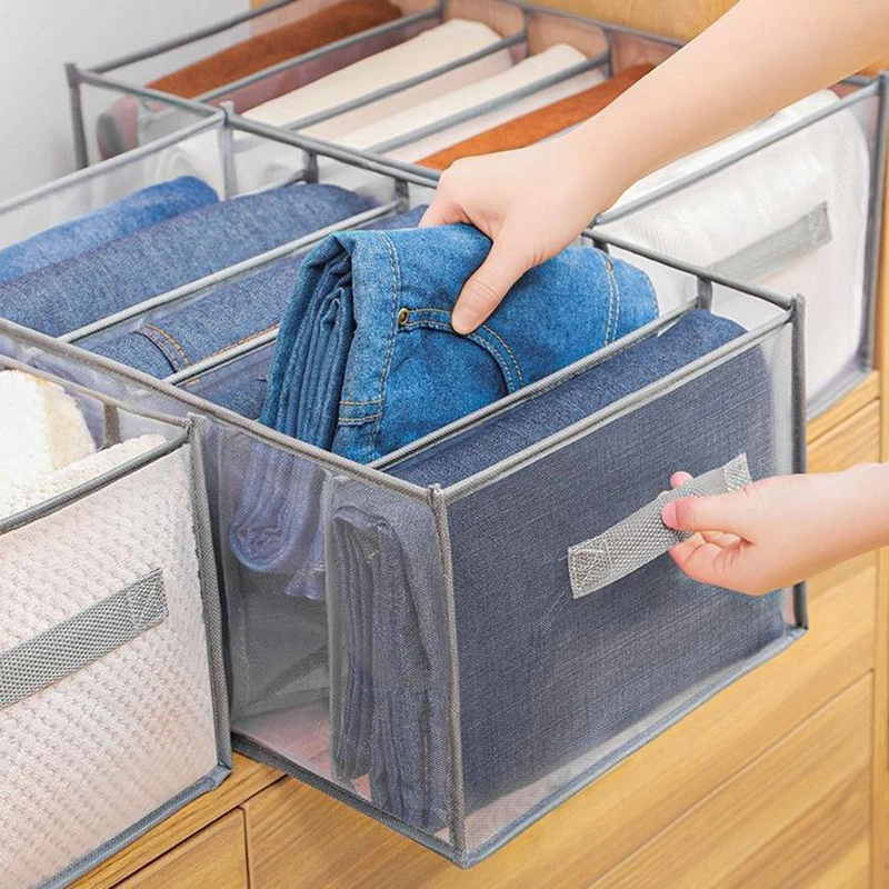 Jeans Compartment Storage Box Closet Organizer Clothes Separation Box Pants  Drawer Divider Storage Underwear Bra Organizer