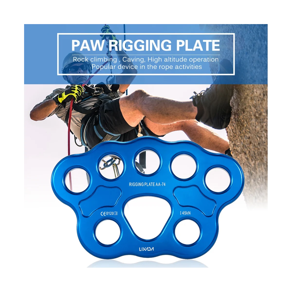 8 Holes Outdoor Paw Rigging Plate 45KN Rock Climbing Mountaineering Anchor Point Connector Gear Rigging Plate