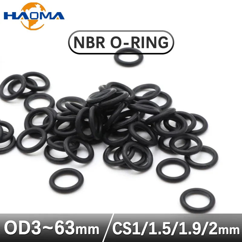 

Black O Ring NBR O-Ring Nitrile Rubber Round Seal Gasket Corrosion Oil Resist Sealing Washer CS 1mm/1.5mm/1.9mm/2mm OD 3-63mm