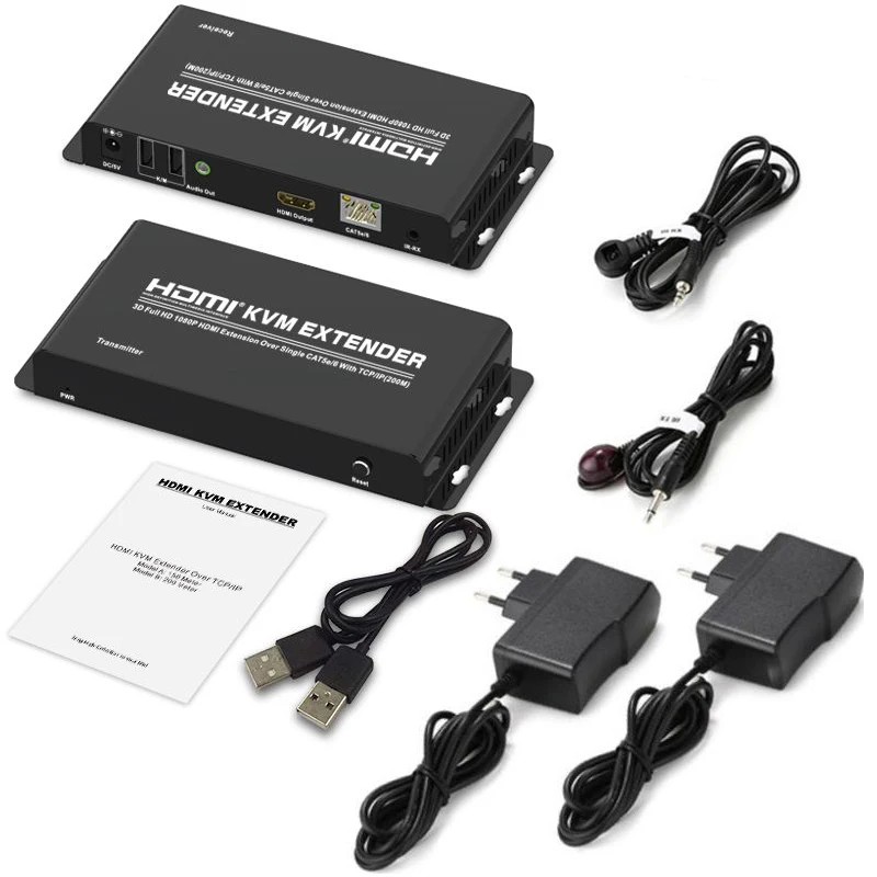 

200m HDMI USB KVM Extender Via CAT5e CAT6 TCP IP Ethernet Cable One Transmitter To Multi Receiver Video Converter PC To Monitor