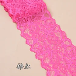 Vibrant Elastic Floral Lace Ribbon - 8cm Wide, Multi - Color Options for DIY Apparel and Sewing (Rose Red)